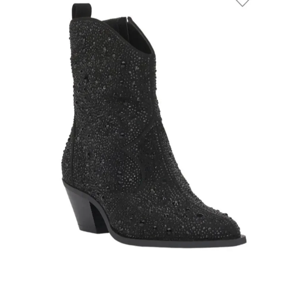 Jessica Simpson Womens Size 9.5 Oviedo Black Rhinestone Western Booties - Picture 1 of 10
